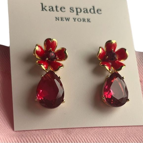 ⭐️Host Pick⭐️ 🆕 Kate Spade: Blushing Blooms Flower Drop Earrings With Dust Bag - Picture 2 of 11